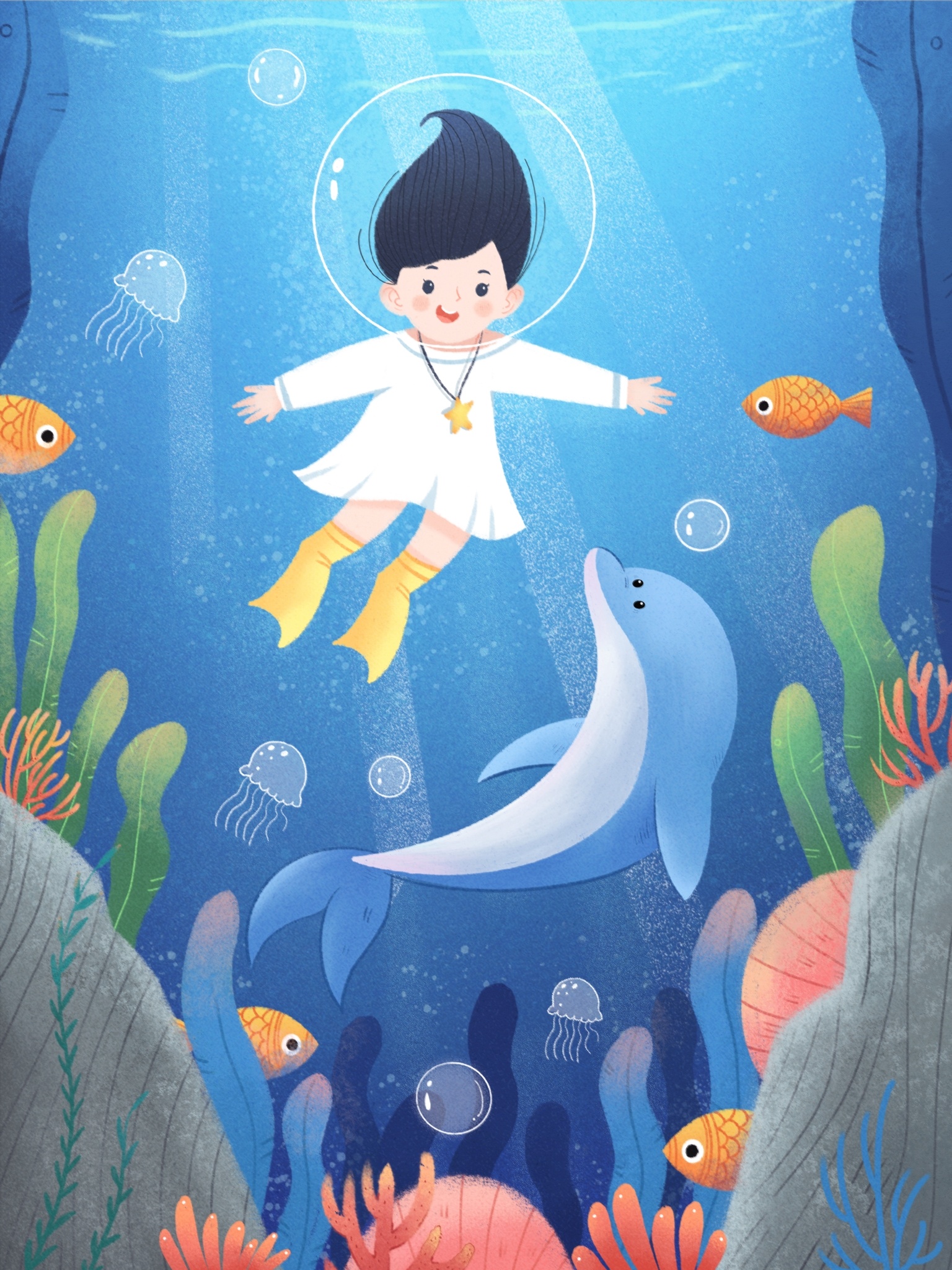 儿童插画世界海洋日