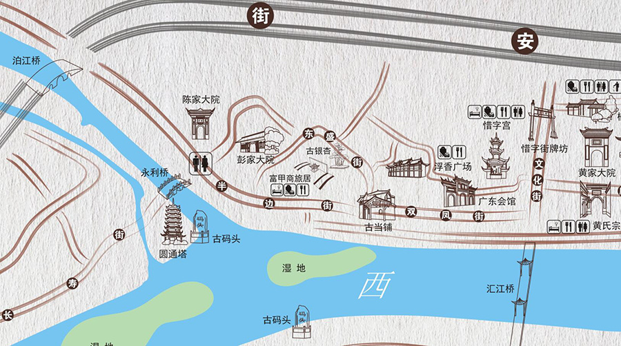 元通古镇手绘地图,如今看看还挺不错