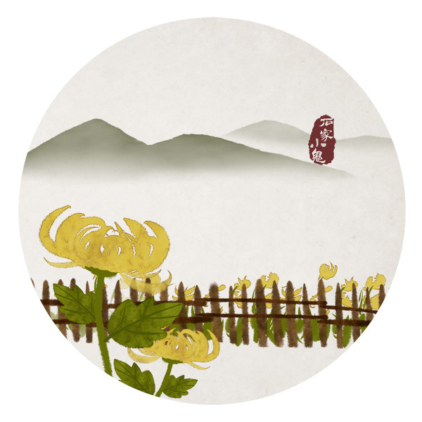 水墨中国风--竹间系列·采菊东篱下|商业插画|插