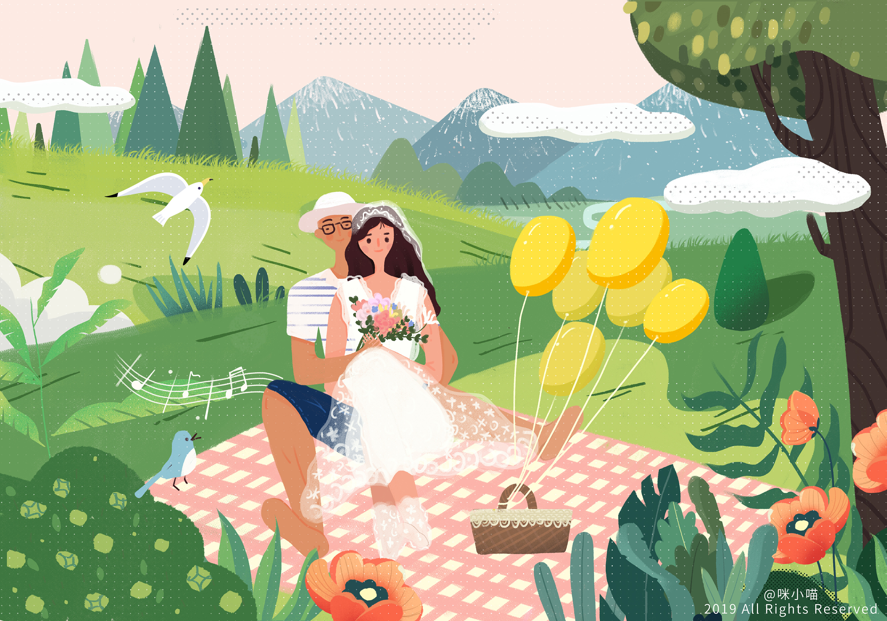 婚纱系列主题插画 — 野餐篇