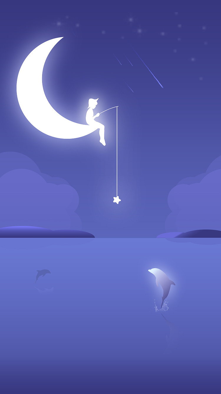 坐在月亮上用星星吊海豚    
