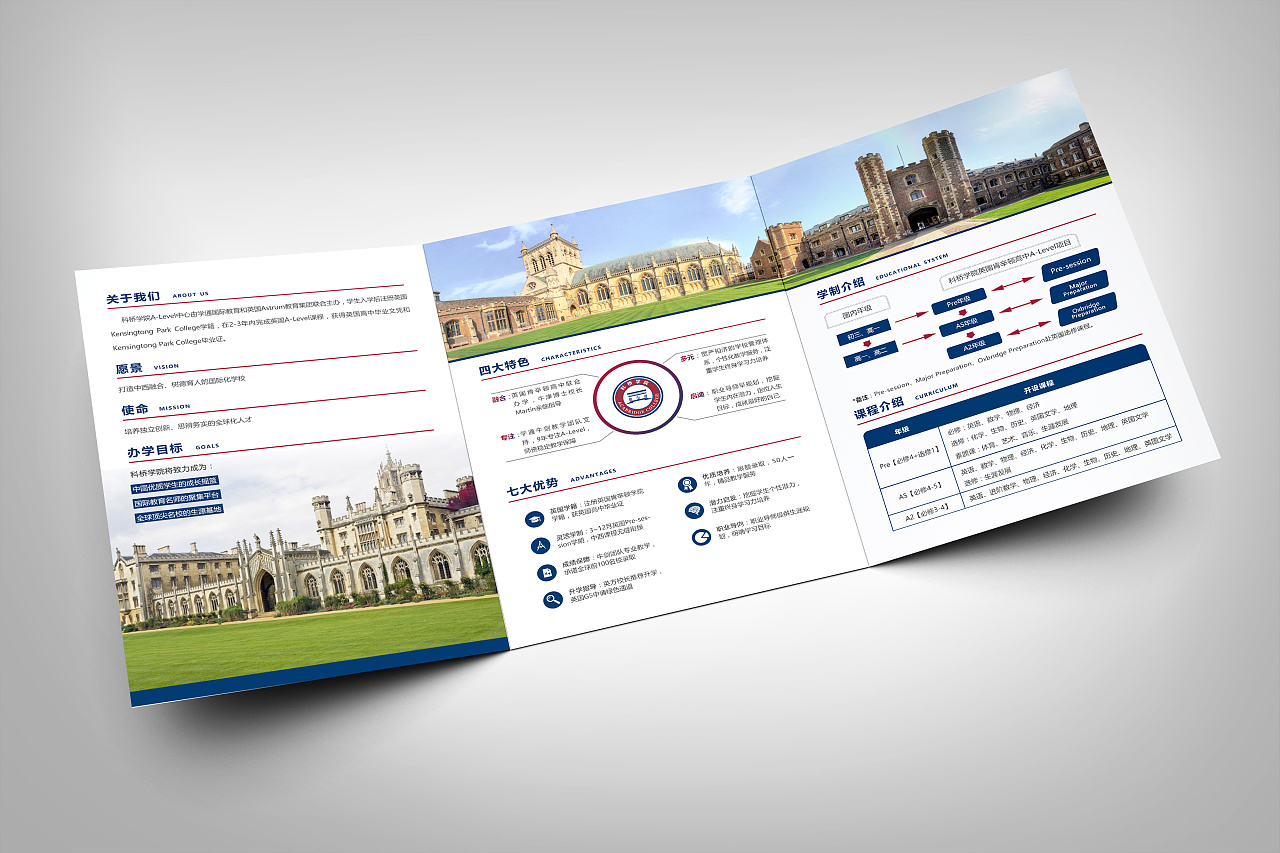 国际教育公司和国外合作的一个项目,这是a4招生简章三折页.