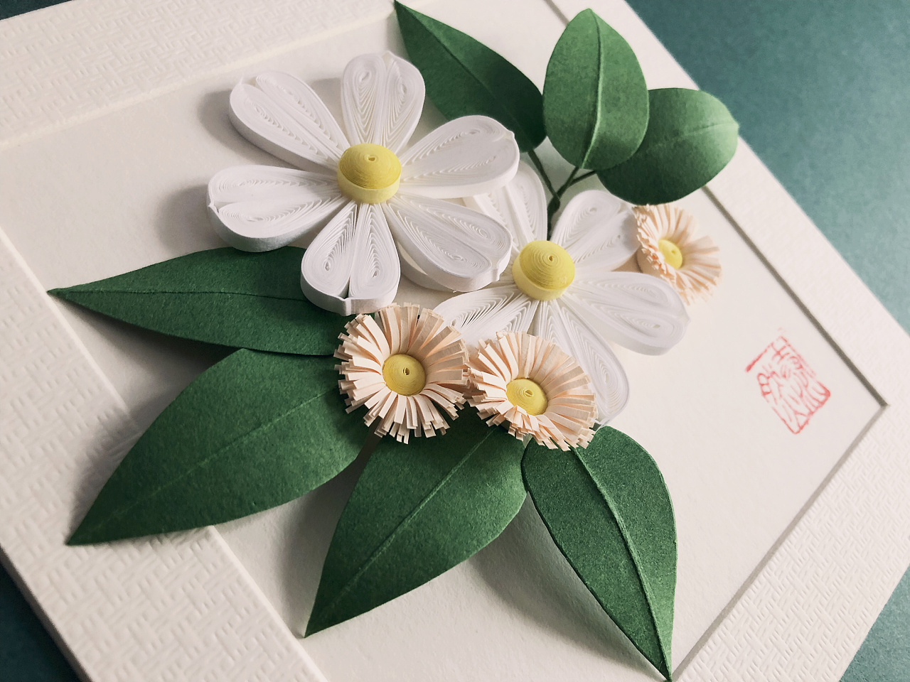 原创衍纸卡片式小幅花卉|手工艺|其他手工|泰然一和艺