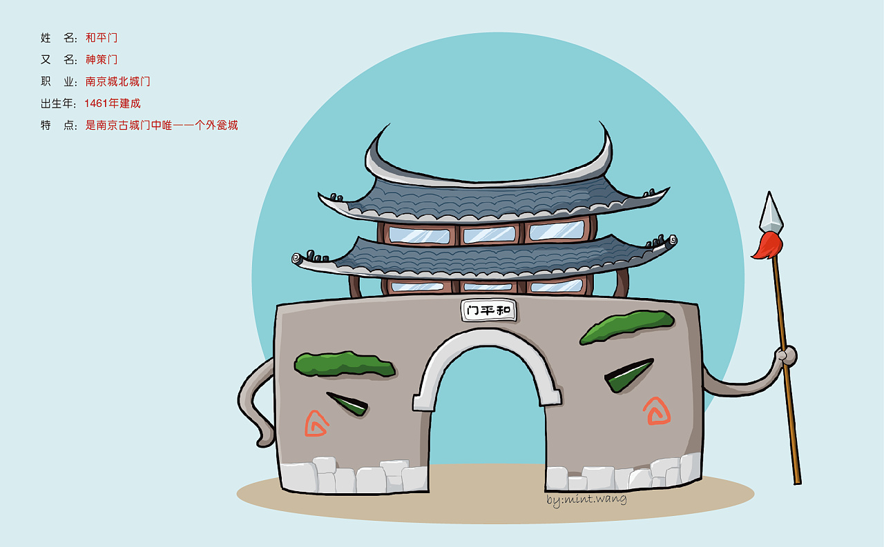 南京城墙q版|插画|创作习作|卷心菜c - 原创作品