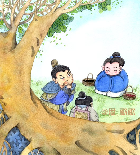 2015年传统故事-拾葚异器部分插图|儿童插画|插