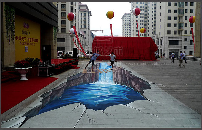 潍坊某商城3d立体画 地面立体画 |平面|图案|我的意思