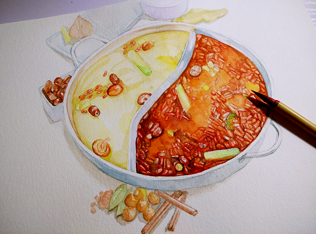 手绘重庆火锅|纯艺术|水彩|米米518 - 原创作品 - 站酷 (ZCOOL)