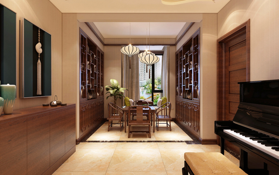 瀚唐220㎡四室两厅新中式风格装修效果图|建筑