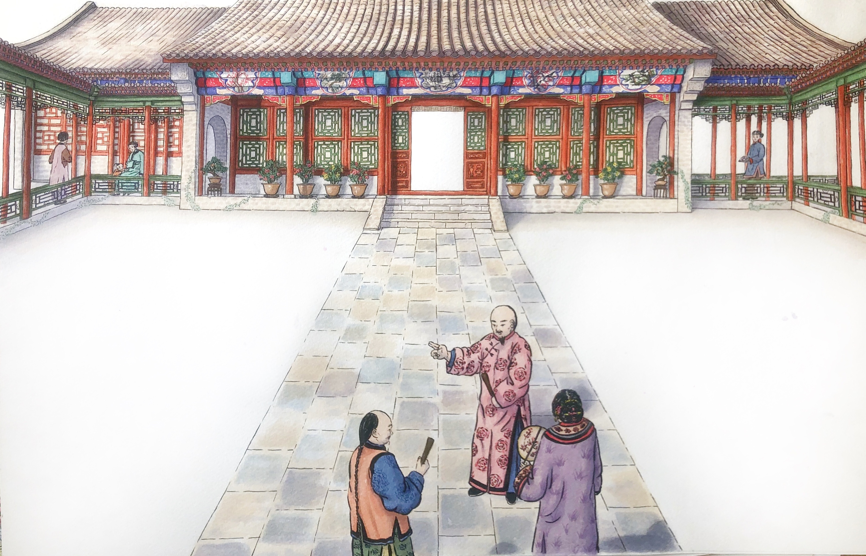 老北京的四合院|插画|绘本|引界ynje - 原创作品
