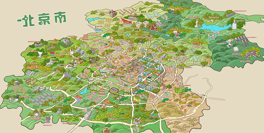 来一波手绘地图《京津冀红色旅游手绘地图》|商业插画