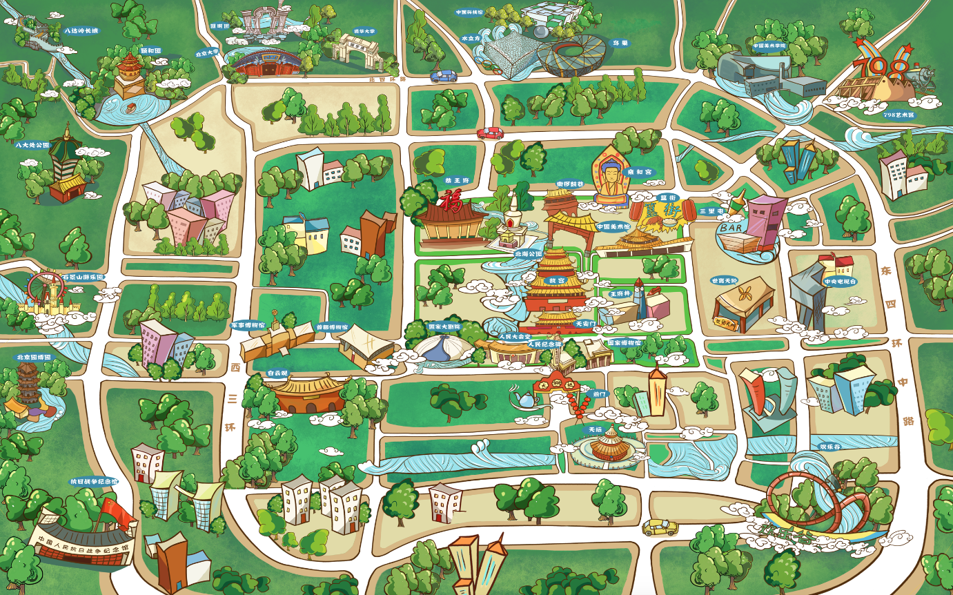 北京旅游地图|插画|商业插画|插画师jojo - 原创作品