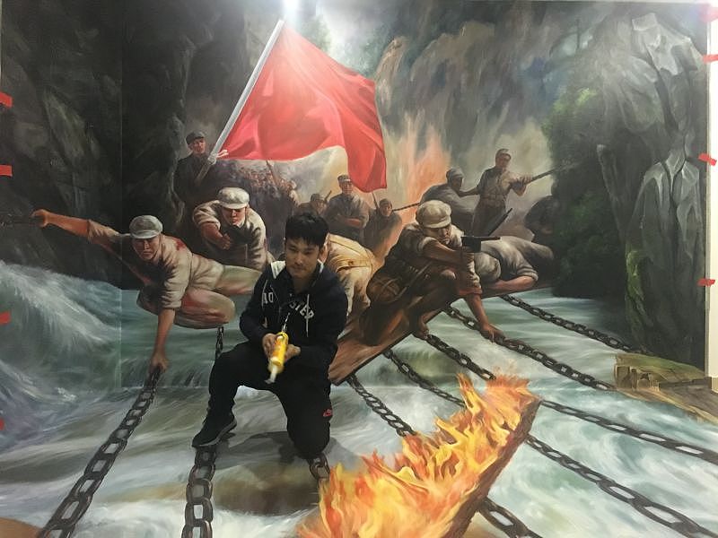 上海党建历史博物馆主题3d画-飞夺泸定桥党史纯手绘