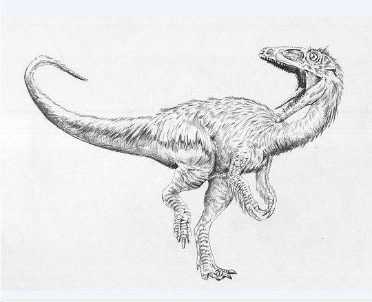 原始生物恐龙素描绘画