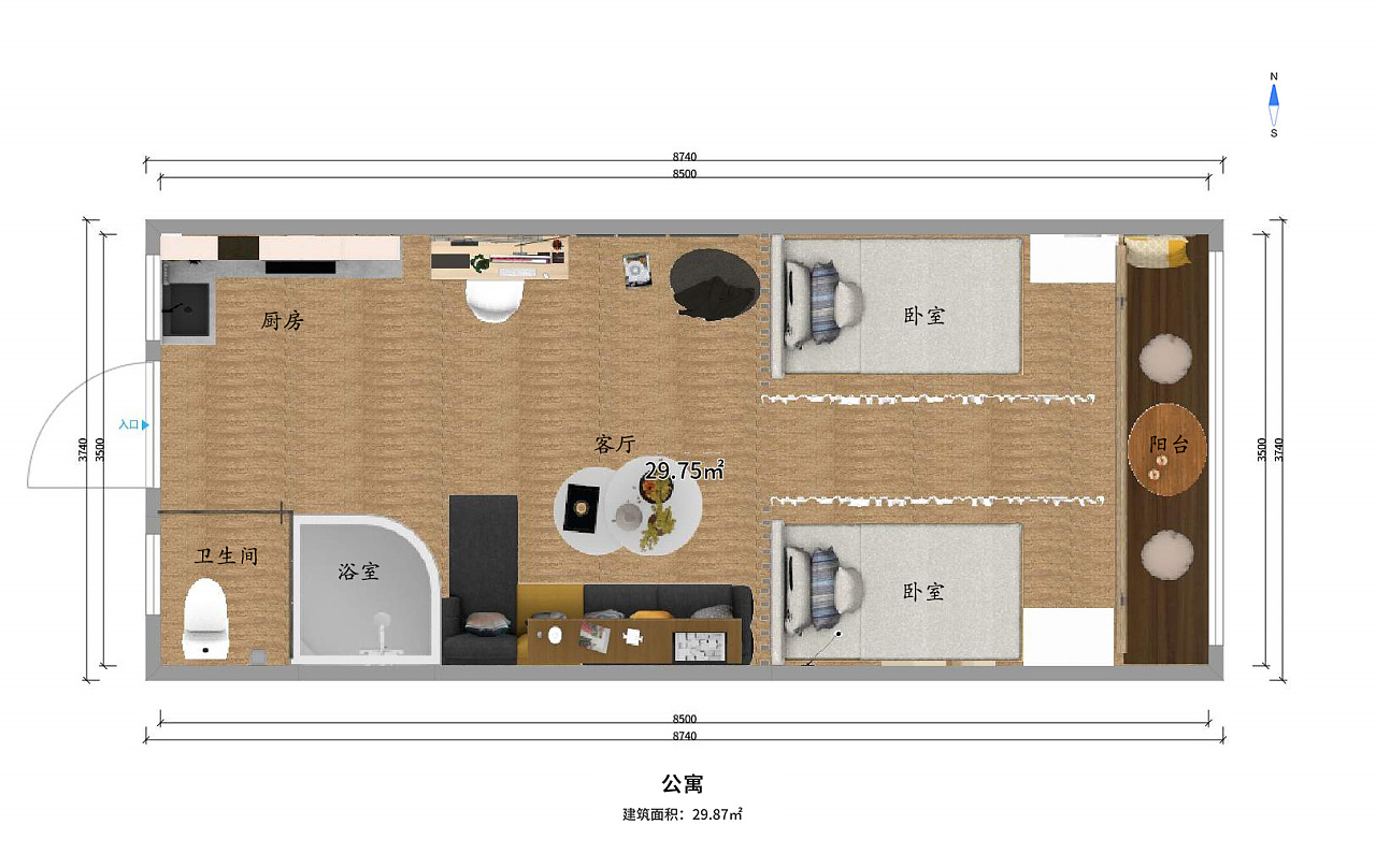 29平宿舍改造双人公寓|空间|家装设计|执念233 - 临摹