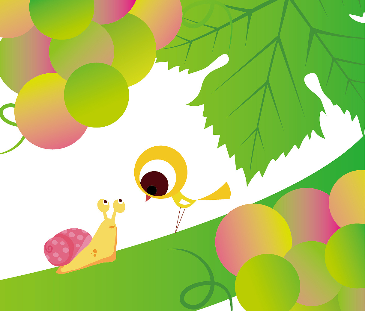 蜗牛与黄鹂鸟|插画|儿童插画|画画的余白 - 原创作品