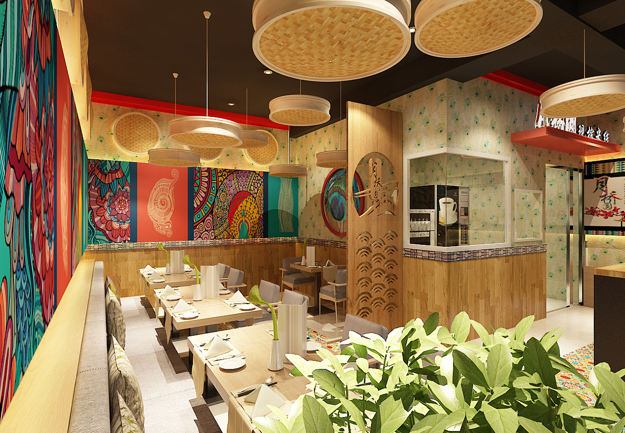 一家米线店设计效果图 餐饮设计 米线店照片|空间|展示设计 |餐饮新时代 - 原创作品 - 站酷 (ZCOOL)