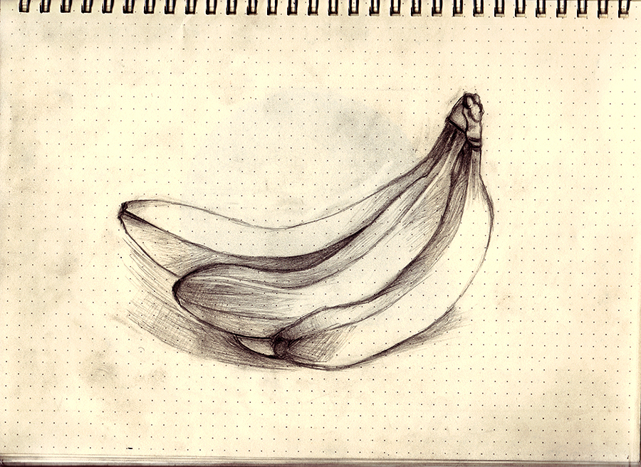 香蕉 banana 手绘 素描 水果 超写实 图标|绘画习