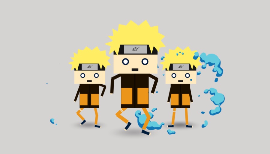 扁平MG动画-鸣人影分身|原创短片|影视|小鱼映