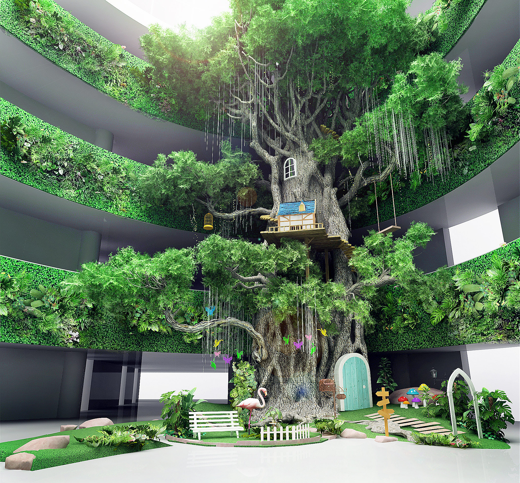 商场森系美陈|三维|场景|懿依芯诺 - 原创作品 - 站酷 (zcool)