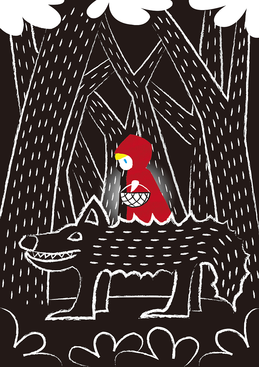 黑暗童话 - 小红帽与狼|绘画习作|插画|kero66 - 