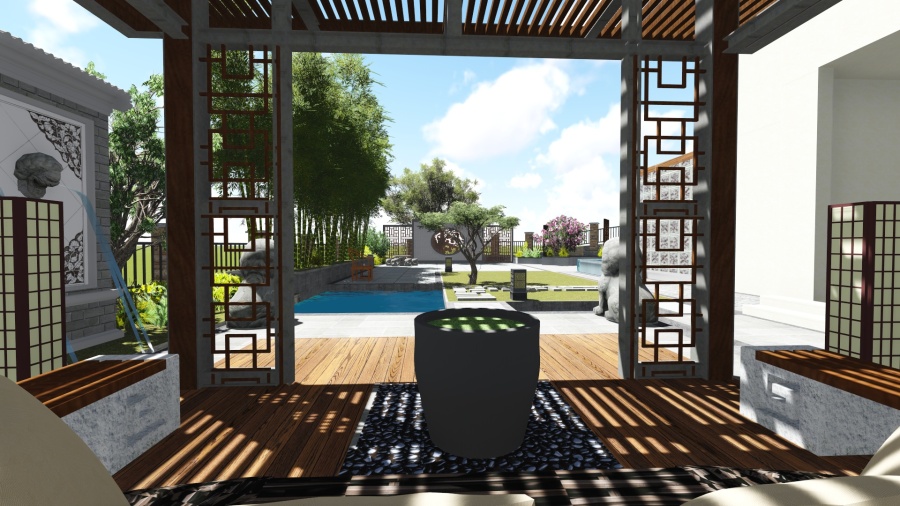 中式别墅庭院景观设计方案|园林景观\/规划|空间