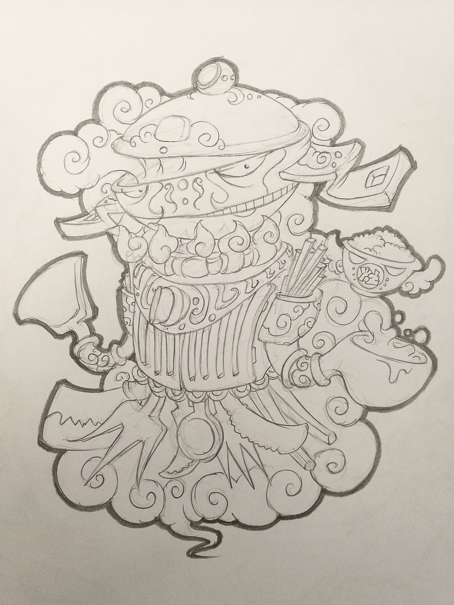 小年灶爷|绘画习作|插画|二十八亩田 - 原创设计