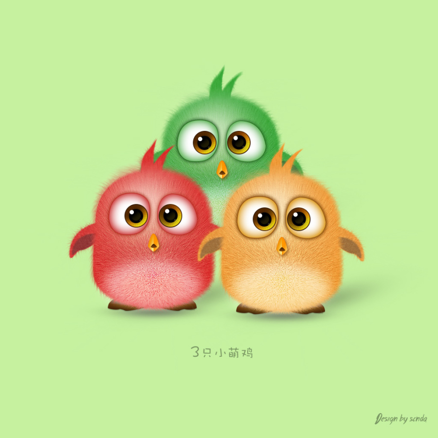 三只小萌鸡|绘画习作|插画|Scnda - 原创设计作