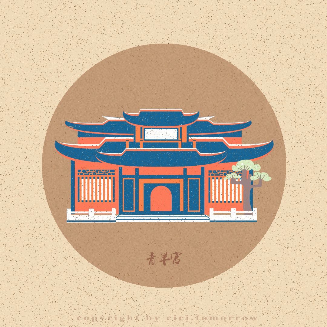成都旅游导览地图插画