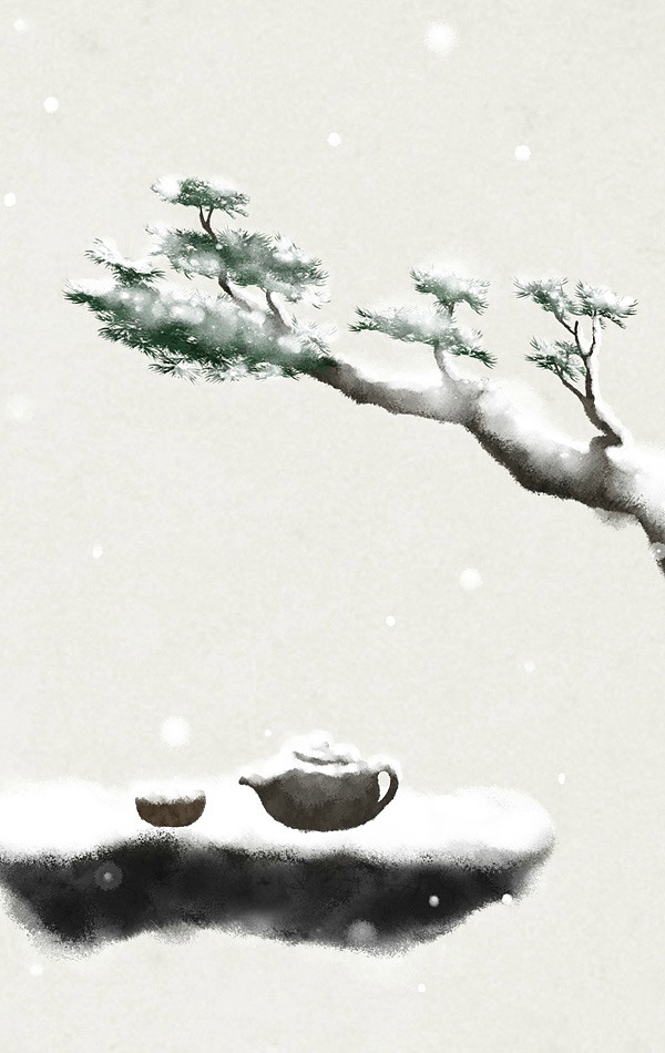 【古诗配图】冬季雪景--水墨中国风插画