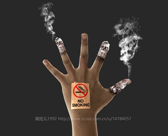 一张禁止吸烟的创意广告