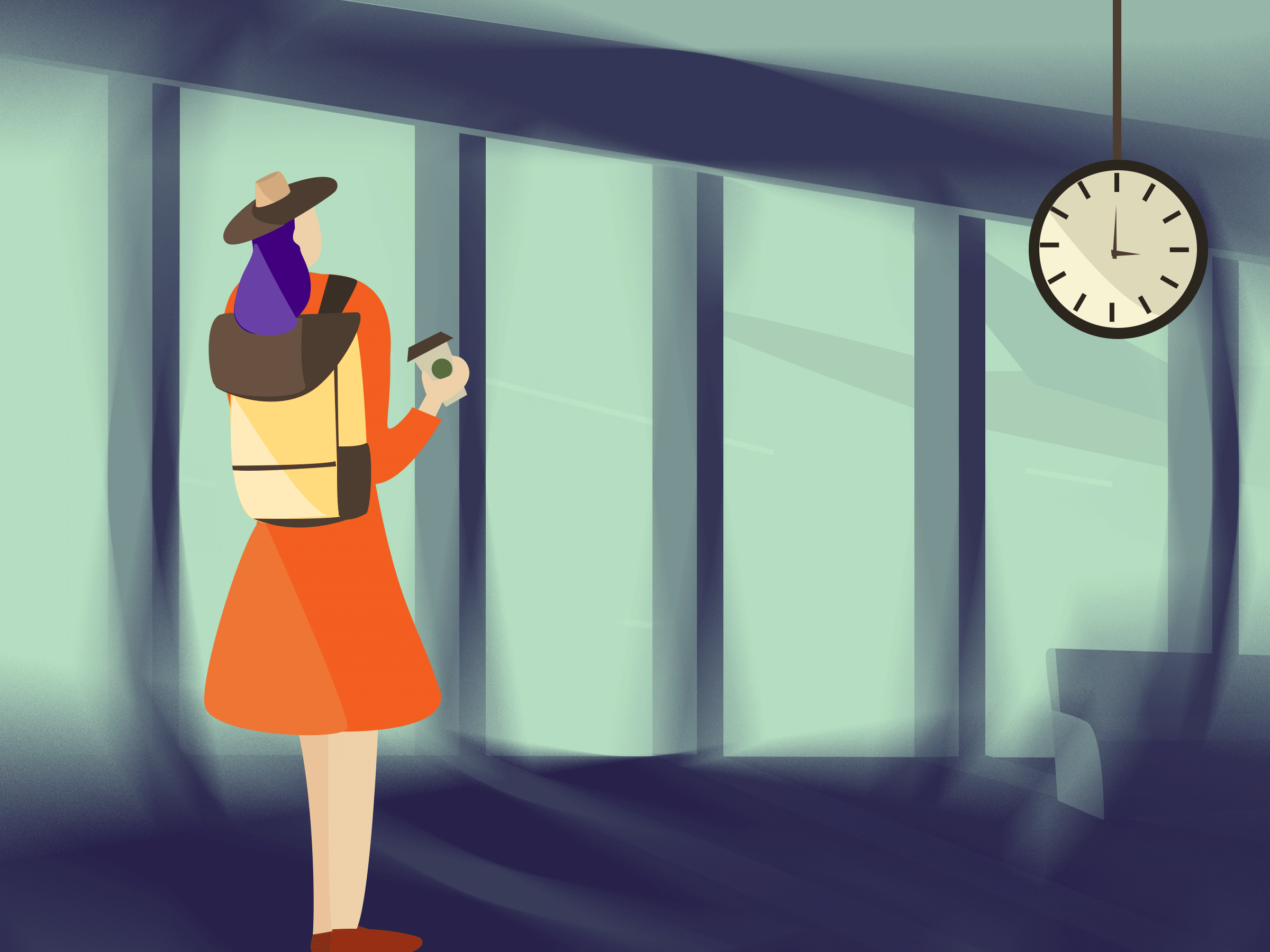 迟到|插画|商业插画|孤零零的傻妞 - 原创作品 - 站酷