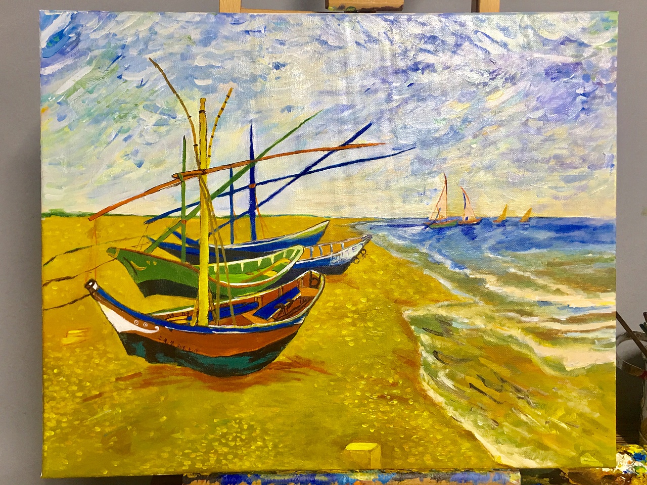 《圣玛丽-德拉梅尔海边的渔船 》—梵高