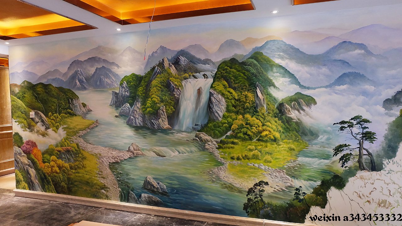 大厅背景山水风景壁画