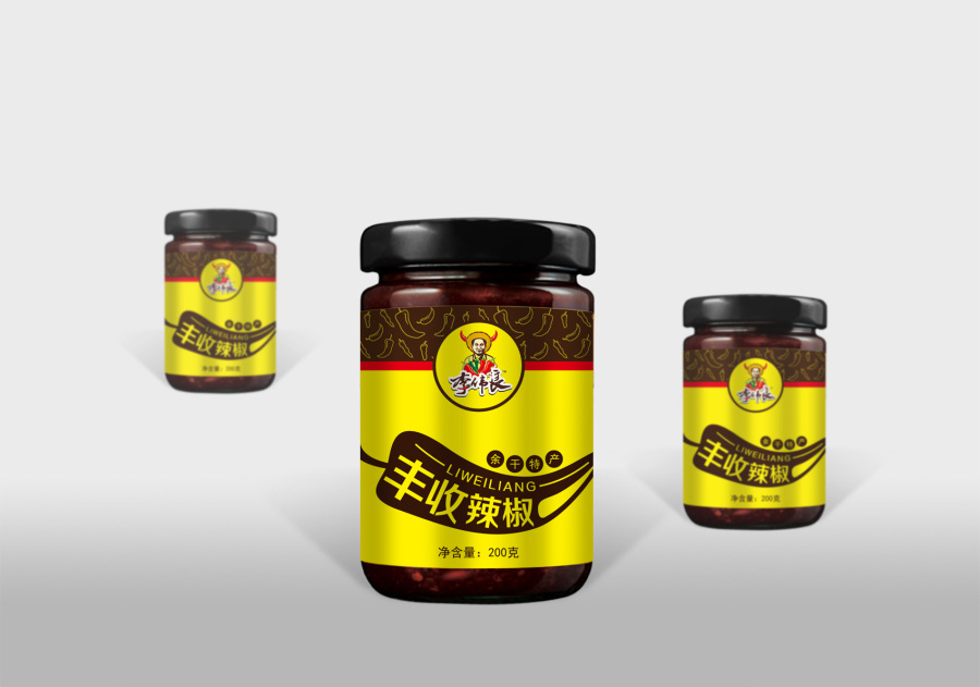 牛牛牛.上饶李伟良丰收辣椒酱包装设计|包装|平