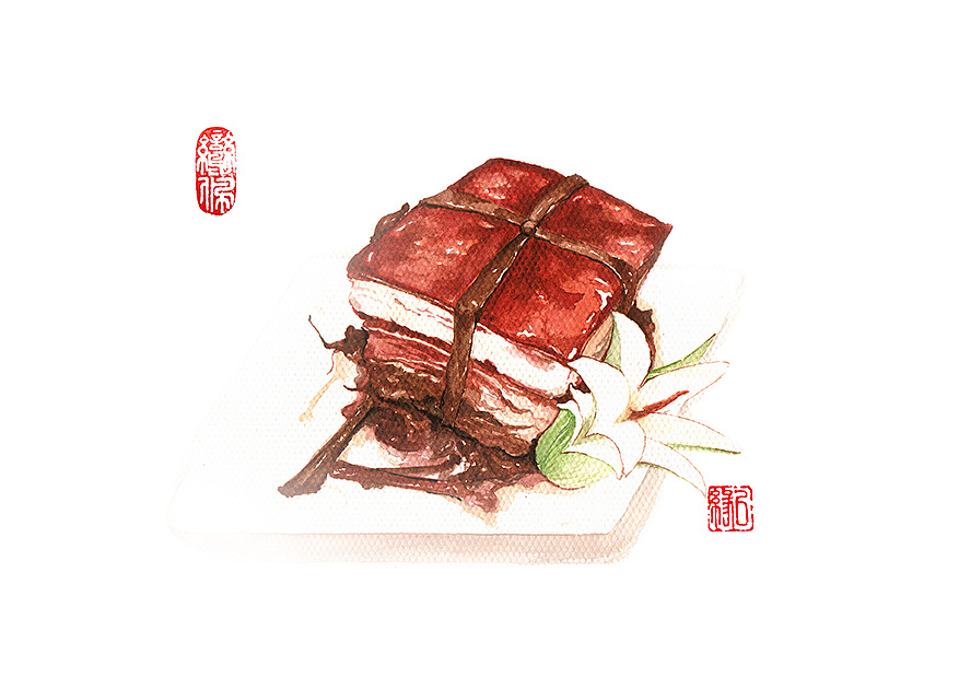 【原创】水彩手绘:杭州名菜