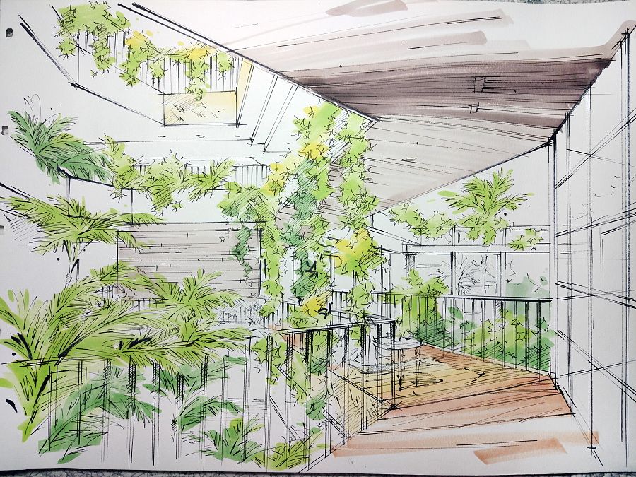 马克笔手绘 - 康沃尔花园住宅 |绘画习作|插画|Y