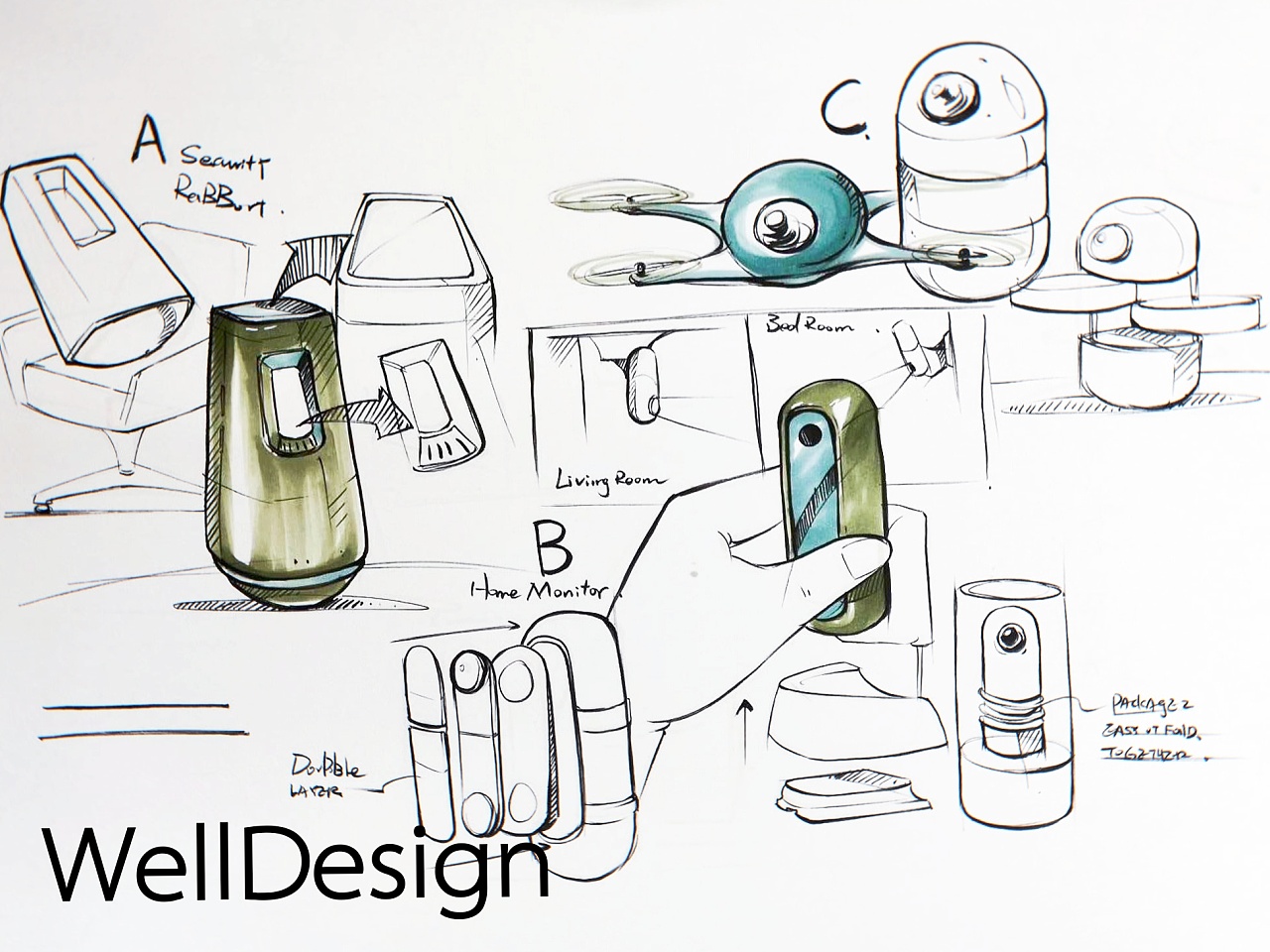 welldesign手绘,产品设计手绘,工业设计手绘分享