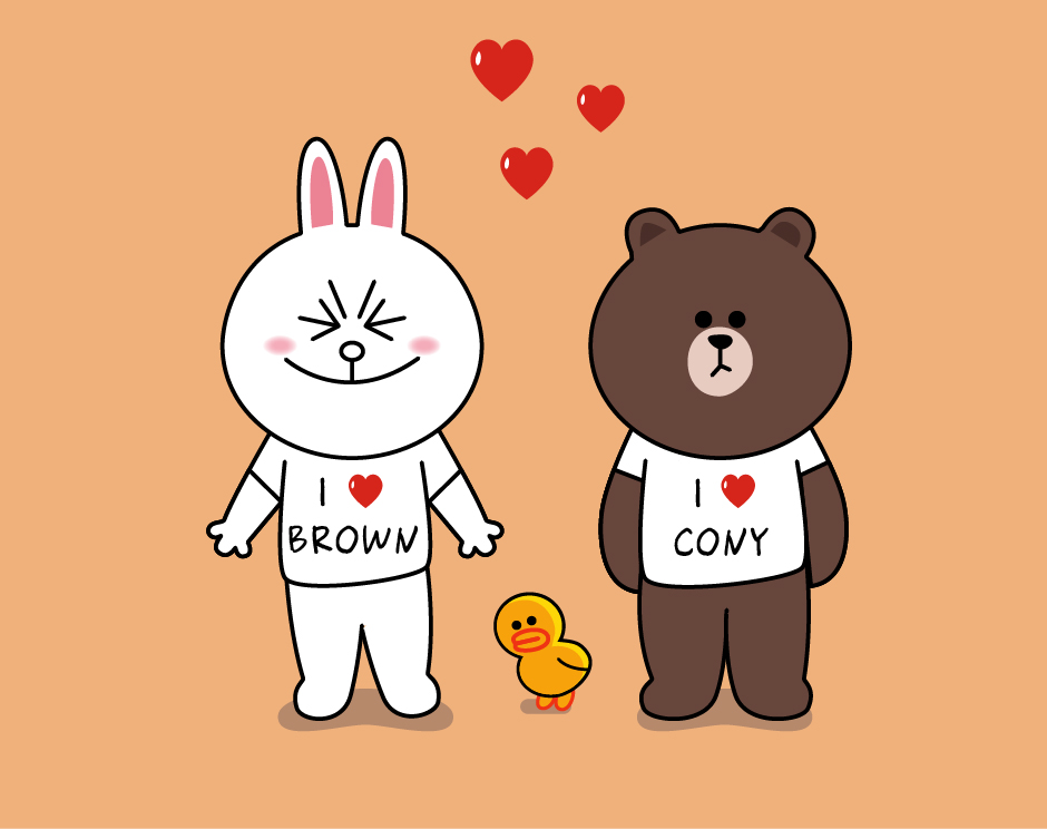 矢量卡通形象插画 布朗熊和可妮兔插画