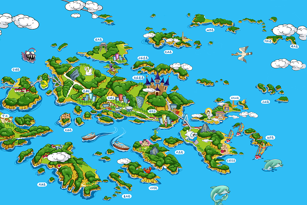 舟山群岛景点手绘地图|插画|商业插画|9527王大
