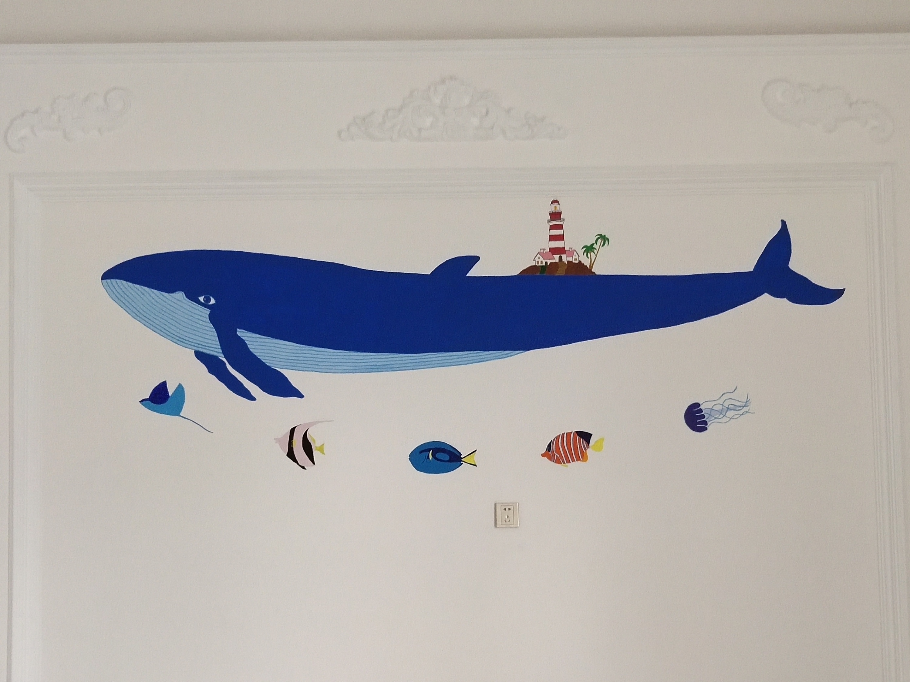 鲸鱼墙绘