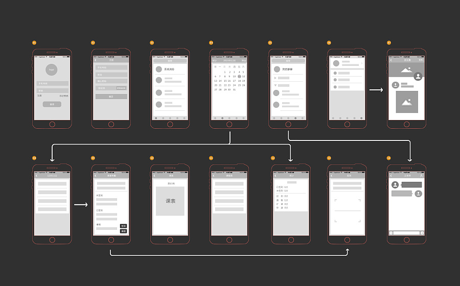 《微考勤》手机app原型--线框设计图|移动设备