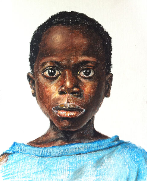 非洲小孩 油画棒