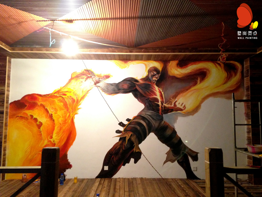 火男---蛮王--网吧壁画|墙绘\/立体画|其他|壁尚灵