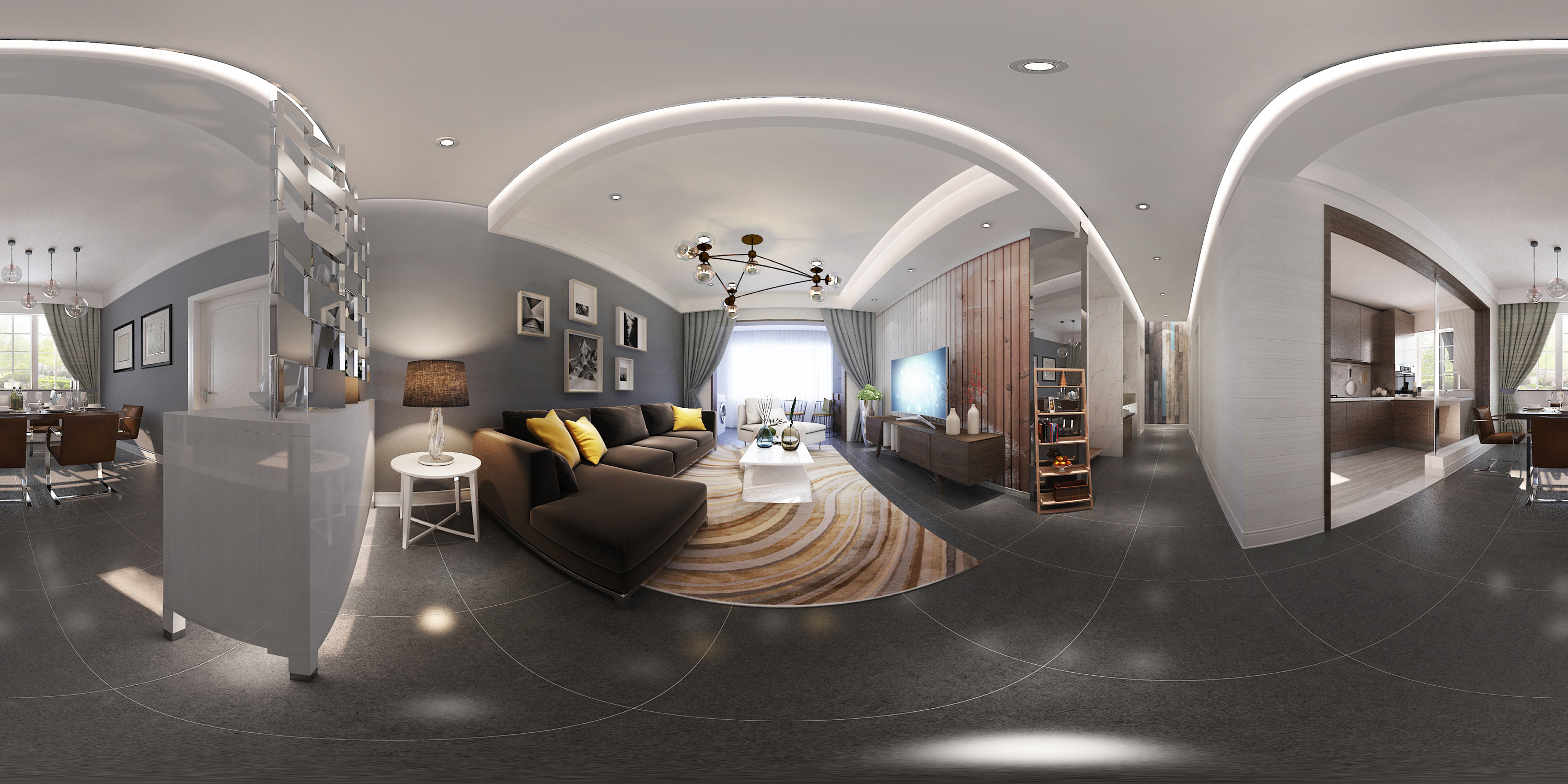 vr虚拟视角 客餐厅设计 效果图|空间|室内设计|cai
