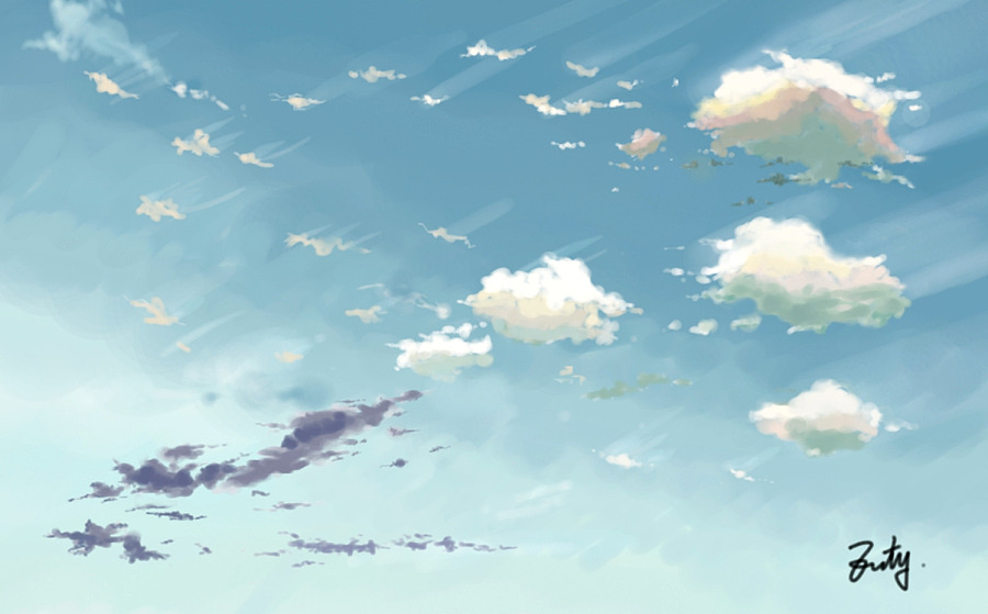 关于云场景绘画(有的是临摹新海诚的有的是原