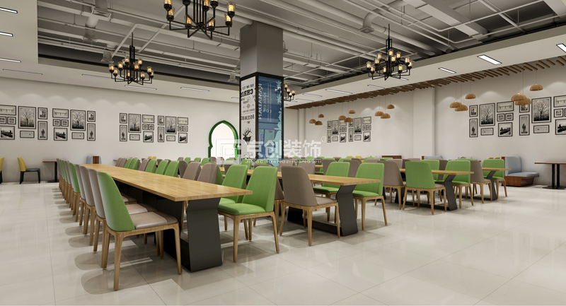 郑州学校食堂餐厅装修,这样的校园餐厅装修效果图方案非常有参考价值