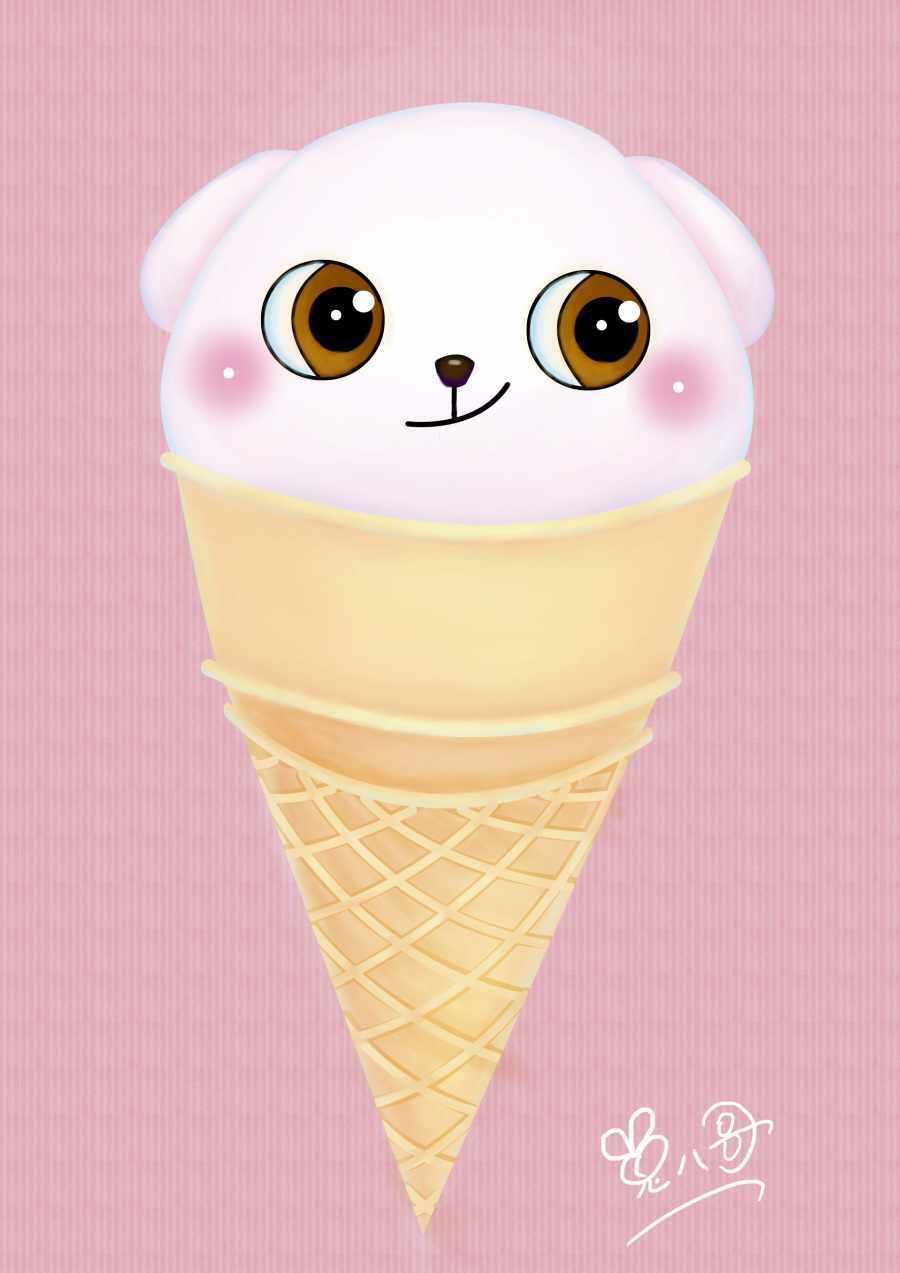 冰淇淋豪华表情包|儿童插画|插画|吸血小妖兔 -