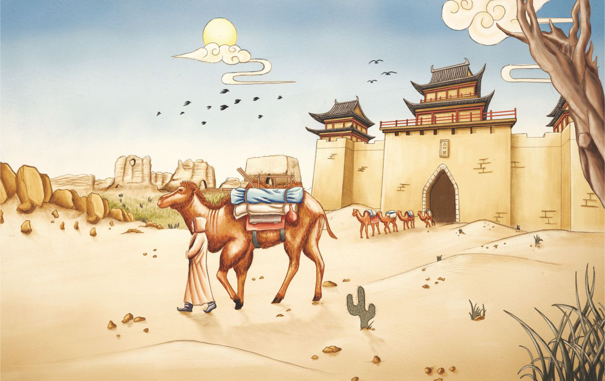 甘肃七大世界文化遗产手绘明信片《丝路敦煌》