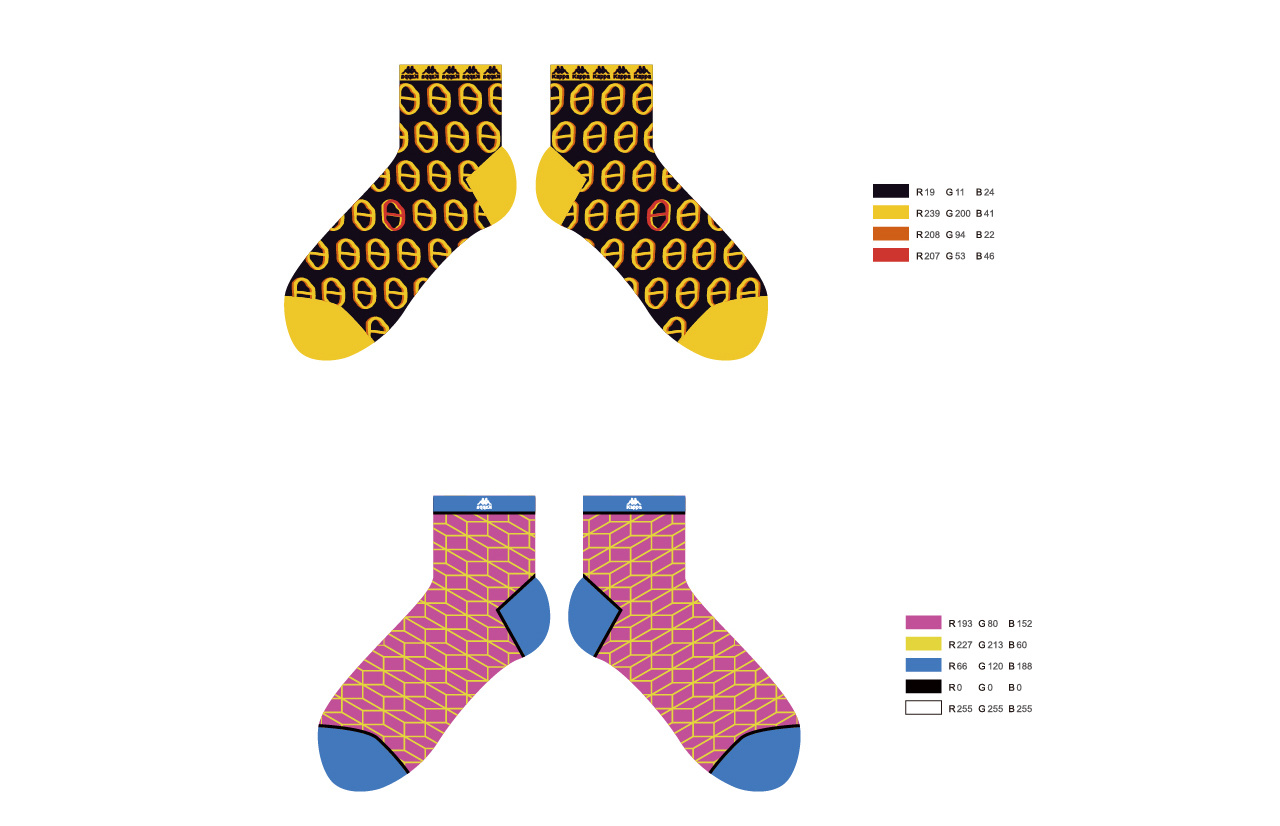 kappa袜子袜形与图案设计