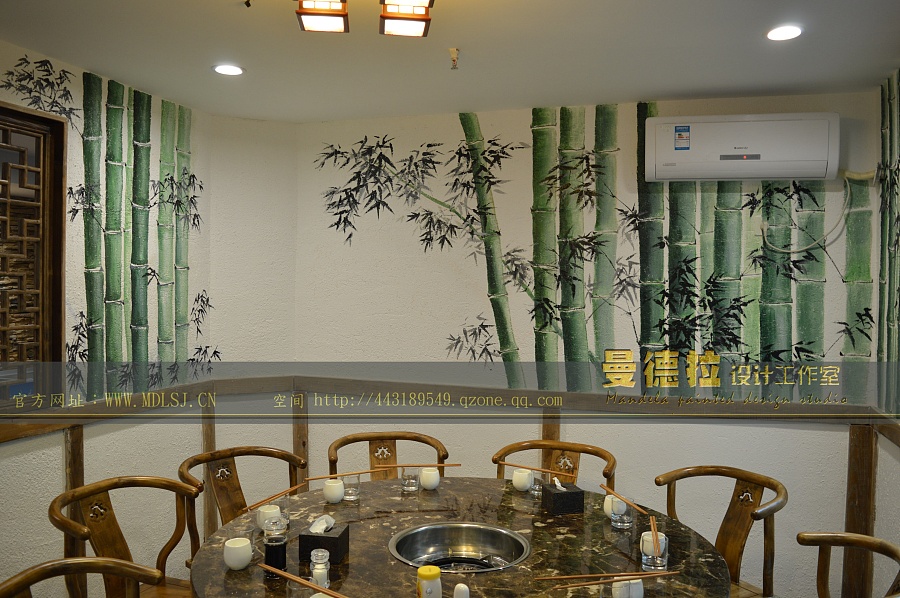 宽度火锅店的门神绘画 曼德拉手绘墙主题设计